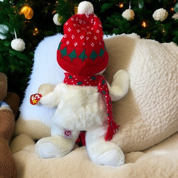 Ty Snowboy Beanie Baby Buddy Plush Snowman With Red Hat & Scarf - Picture 8 of 13